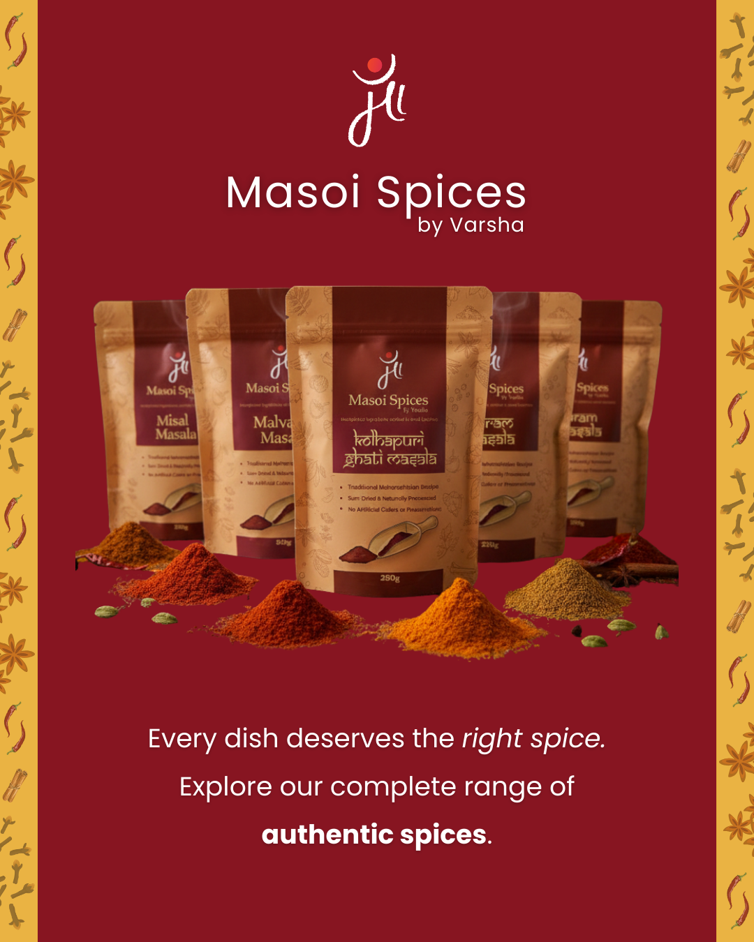 Masoi Kolhapuri Spice Combo | Authentic Kolhapuri Spice Pack | 3*50 g Masala Pack