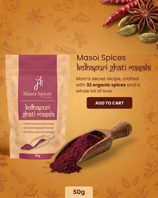 Masoi Maharashtrian Spice Combo | Kolhapuri, Malvani & Misal Masala | 3*50 g Masala Pack