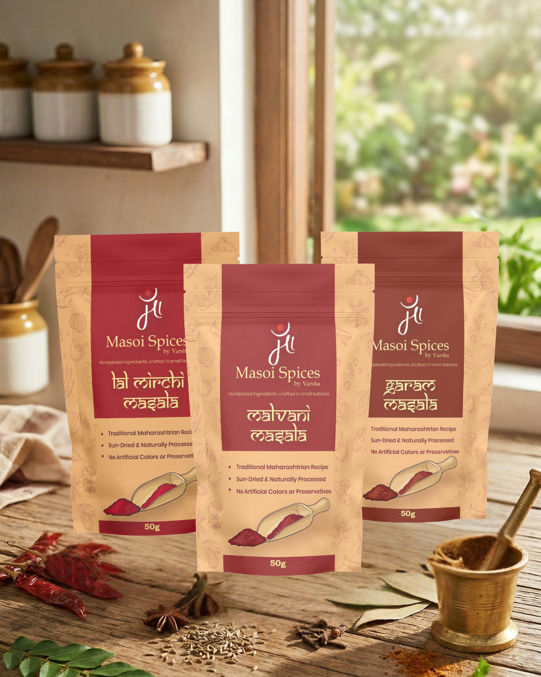 Masoi Malvani Spice Combo | Authentic Malvani Spice Pack | 3*50 g Masala Pack